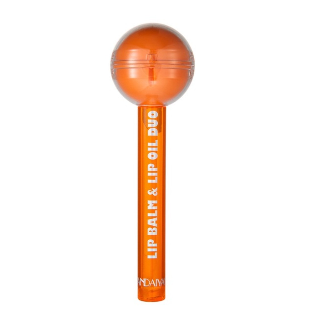 Orange 2 in 1 Lollipop Lip Balm and Lip Gloss Oil Temperature Color Changing NIB